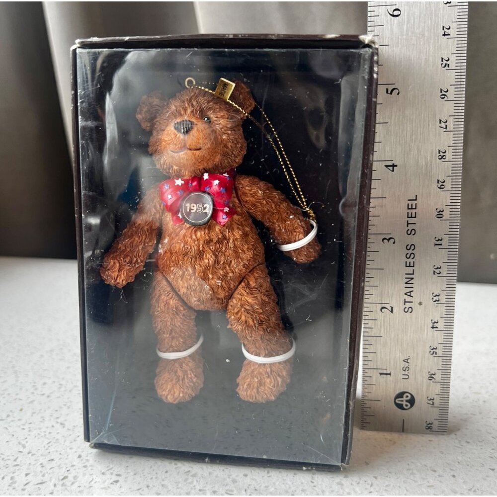 100 Year Anniversary of the Teddy Bear Ornament NIB With Red Bow Tie w Stars - Picture 5 of 10